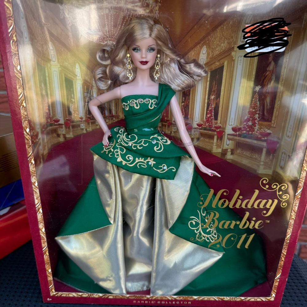 Barbie Holiday Doll in Emerald and Silver Ensemble